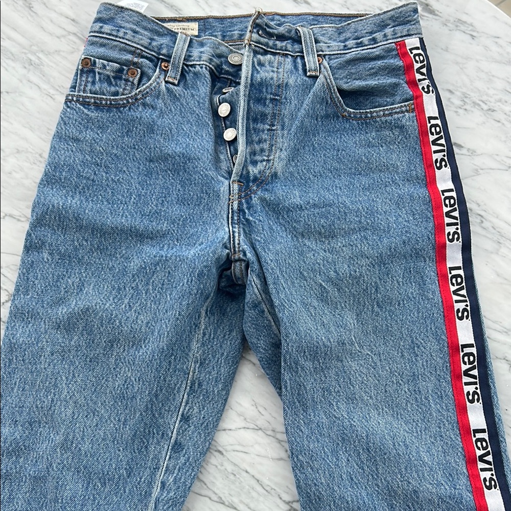 RARE Levis Red and Blue Straight Jeans with Vintage Appeal